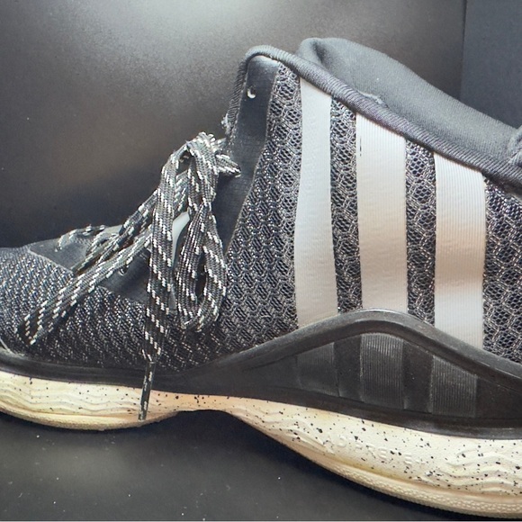Adidas Men's Black and White John Wall Basketball Sneakers - Picture 7 of 8